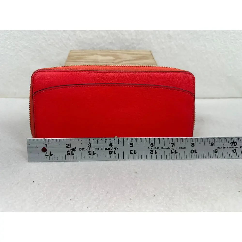 Kate Spade New York Tomato Red Leather Zip-Around Continental Wallet